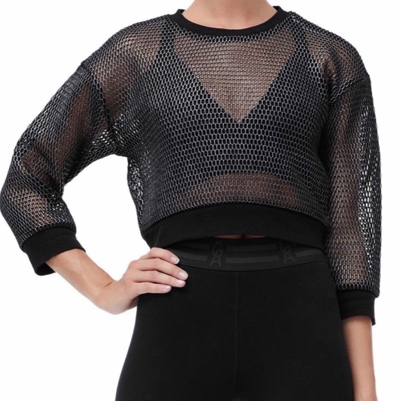 GOOD AMERICAN WARRIOR SHEER FISHNET CROP TOP - Picture 5 of 6